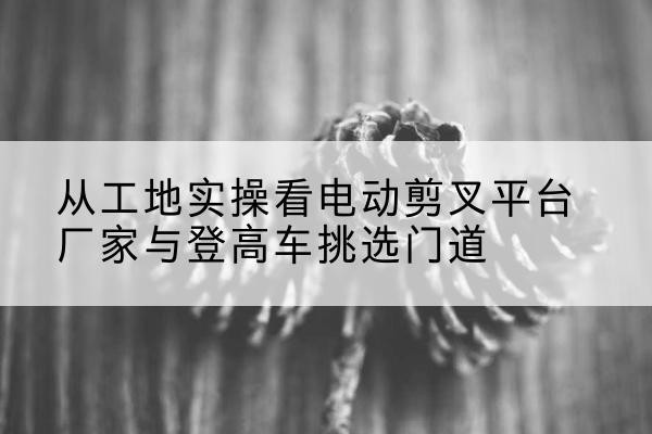 容县电动剪叉升降平台厂家-从工地实操看电动剪叉平台厂家与登高车挑选门道